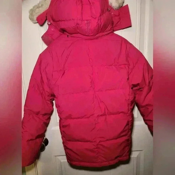 LL BEAN red goose down puffer jacket with removable hood MP - Picture 10 of 10